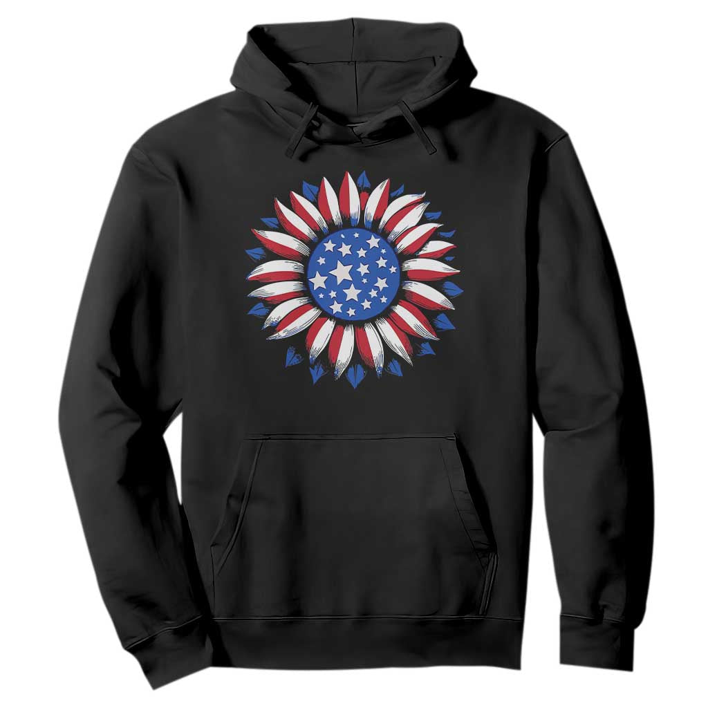 Sunflower American Flag Hoodie Floral USA 4th of July Merica TS10 Black Print Your Wear