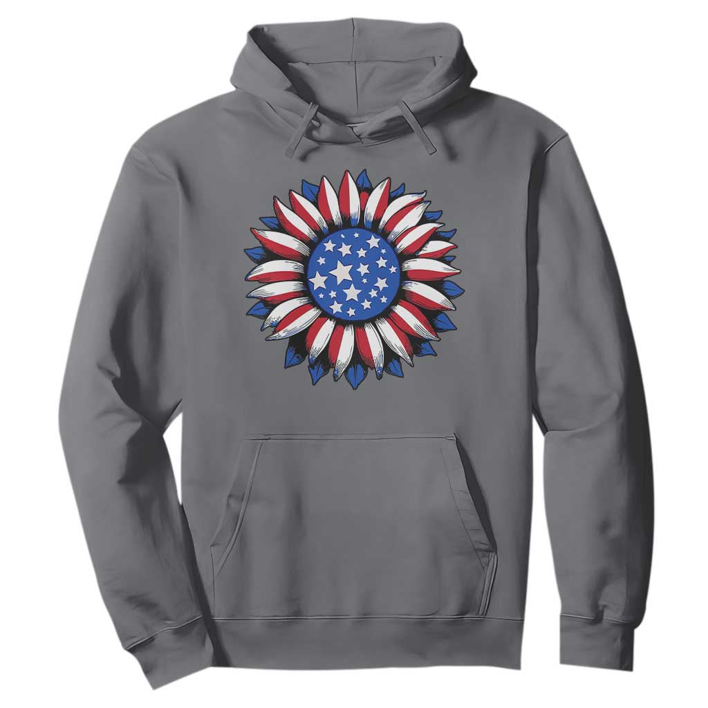 Sunflower American Flag Hoodie Floral USA 4th of July Merica TS10 Charcoal Print Your Wear