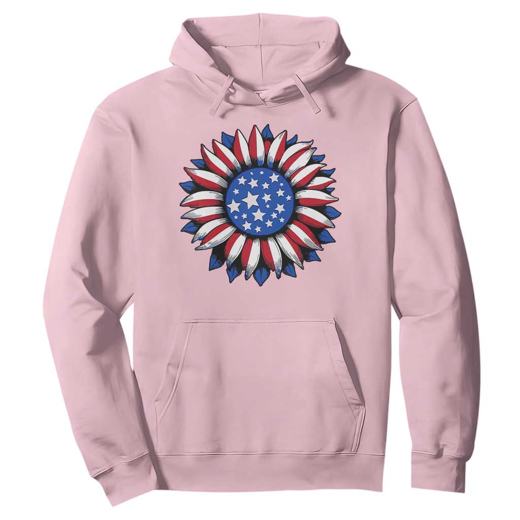 Sunflower American Flag Hoodie Floral USA 4th of July Merica TS10 Light Pink Print Your Wear