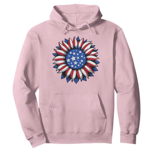 Sunflower American Flag Hoodie Floral USA 4th of July Merica TS10 Light Pink Print Your Wear