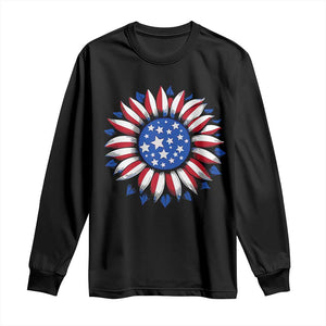 Sunflower American Flag Long Sleeve Shirt Floral USA 4th of July Merica TS10 Black Print Your Wear