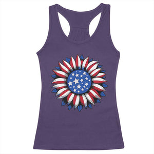 Sunflower American Flag Racerback Tank Top Floral USA 4th of July Merica TS10 Purple Print Your Wear