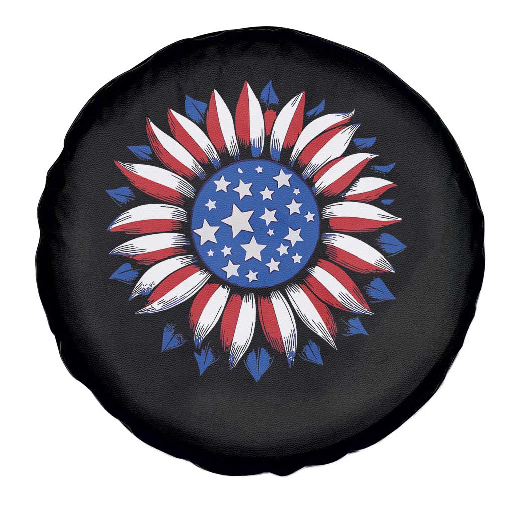 Sunflower American Flag Spare Tire Cover Floral USA 4th of July Merica TS10 Print Your Wear