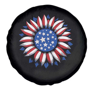 Sunflower American Flag Spare Tire Cover Floral USA 4th of July Merica TS10 Print Your Wear