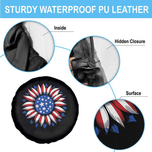 Sunflower American Flag Spare Tire Cover Floral USA 4th of July Merica TS10 Print Your Wear