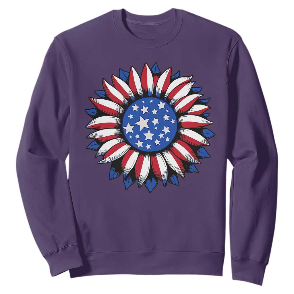 Sunflower American Flag Sweatshirt Floral USA 4th of July Merica TS10 Purple Print Your Wear