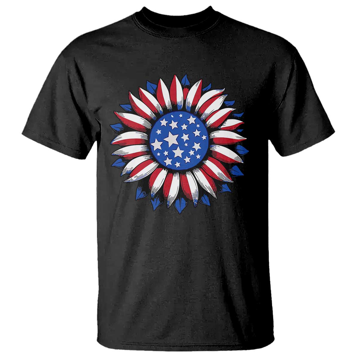 Sunflower American Flag T Shirt Floral USA 4th of July Merica TS10 Black Print Your Wear