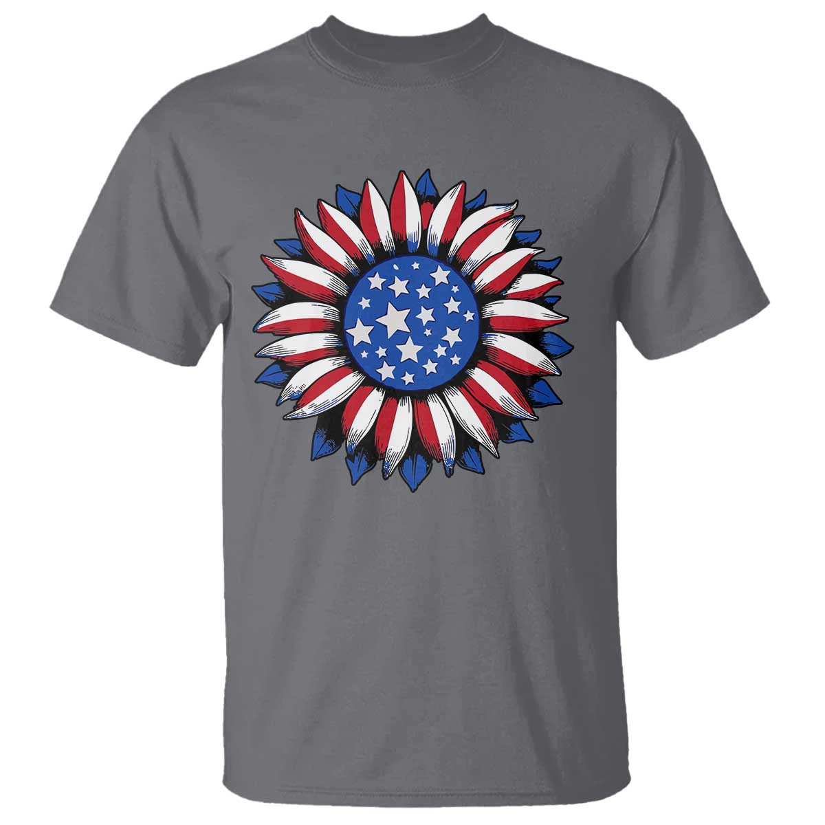 Sunflower American Flag T Shirt Floral USA 4th of July Merica TS10 Charcoal Print Your Wear