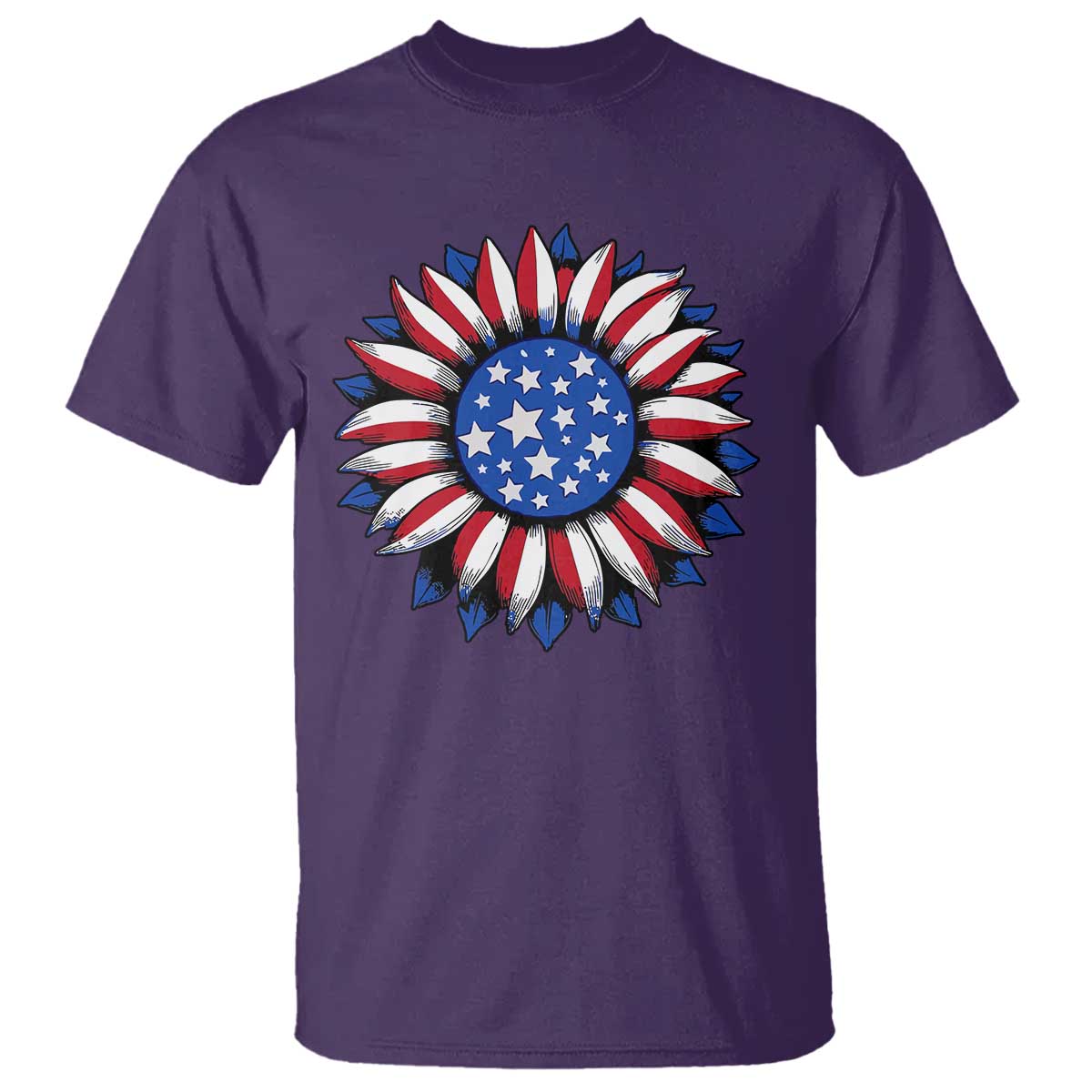 Sunflower American Flag T Shirt Floral USA 4th of July Merica TS10 Purple Print Your Wear