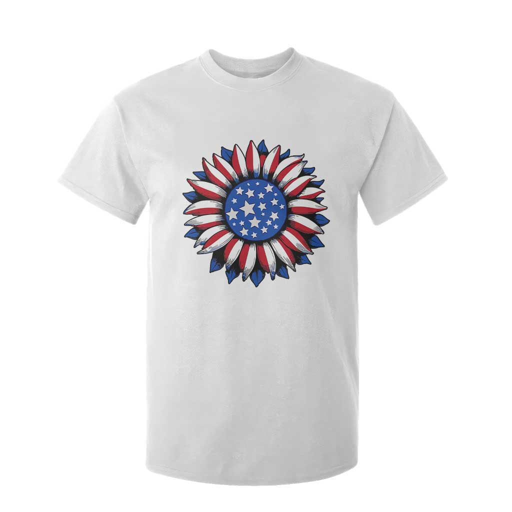 Sunflower American Flag T Shirt For Kid Floral USA 4th of July Merica TS10 White Print Your Wear