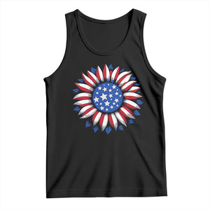 Sunflower American Flag Tank Top Floral USA 4th of July Merica TS10 Black Print Your Wear