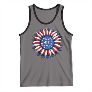 Sunflower American Flag Tank Top Floral USA 4th of July Merica TS10 Deep Heather Black Print Your Wear