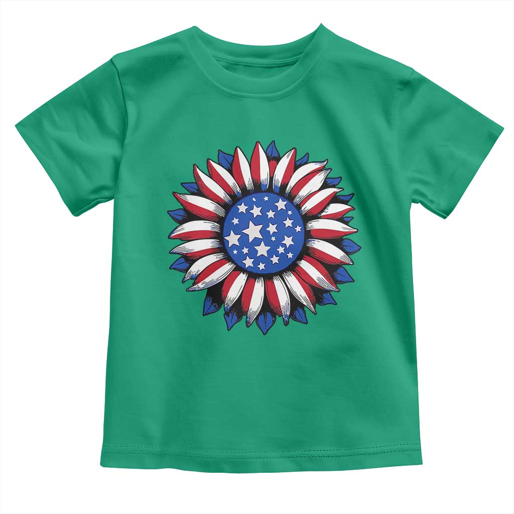Sunflower American Flag Toddler T Shirt Floral USA 4th of July Merica TS10 Irish Green Print Your Wear