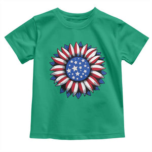 Sunflower American Flag Toddler T Shirt Floral USA 4th of July Merica TS10 Irish Green Print Your Wear
