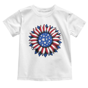 Sunflower American Flag Toddler T Shirt Floral USA 4th of July Merica TS10 White Print Your Wear