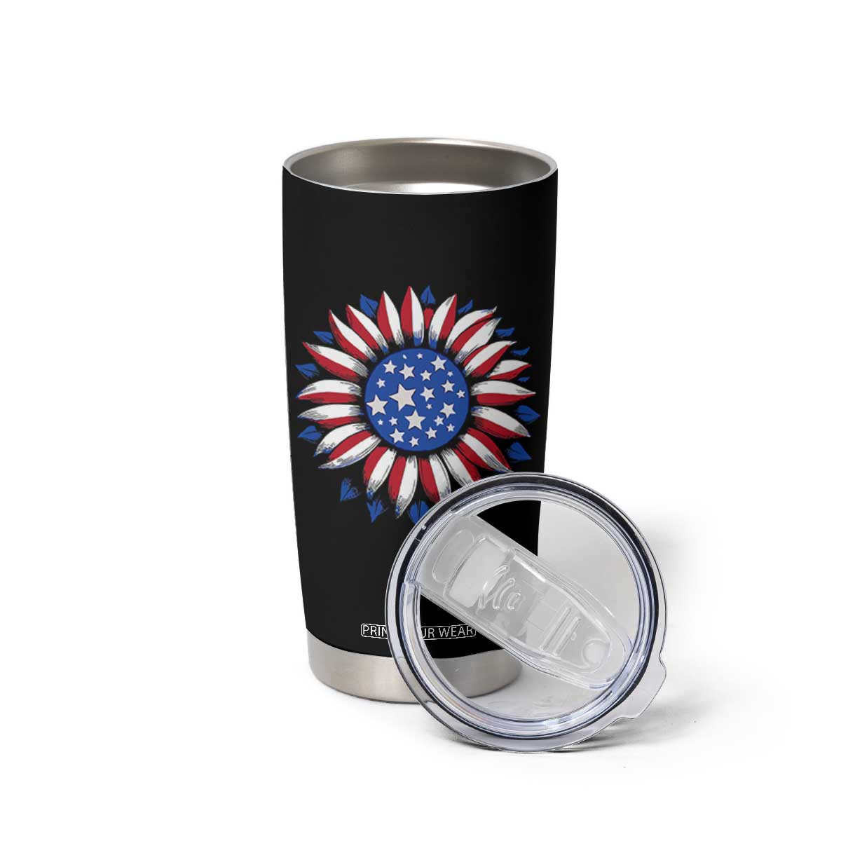 Sunflower American Flag Tumbler Cup Floral USA 4th of July Merica TS10 Print Your Wear