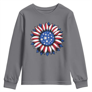 Sunflower American Flag Youth Sweatshirt Floral USA 4th of July Merica TS10 Charcoal Print Your Wear