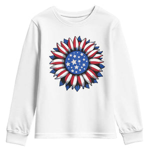 Sunflower American Flag Youth Sweatshirt Floral USA 4th of July Merica TS10 White Print Your Wear