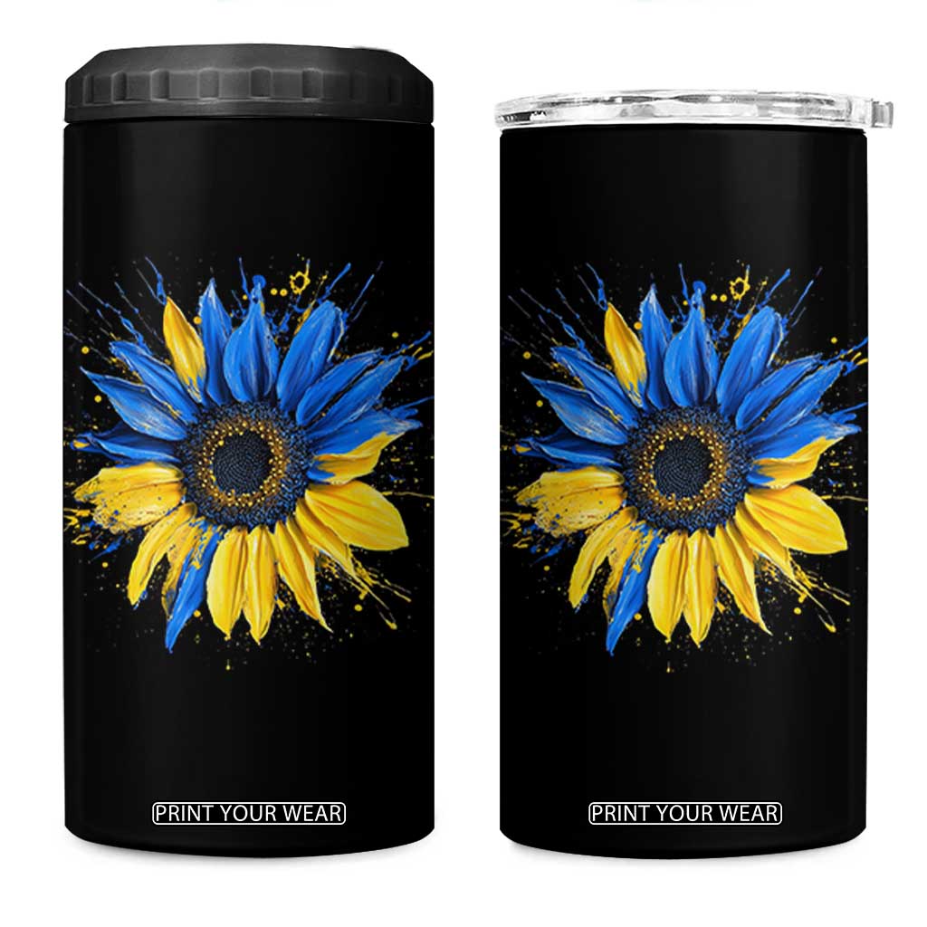 Sunflower Ukraine Flag 4 in 1 Can Cooler Tumbler Patriot Patriotic Ukraine Ukrainian National Flag TS10 One Size: 16 oz Black Print Your Wear