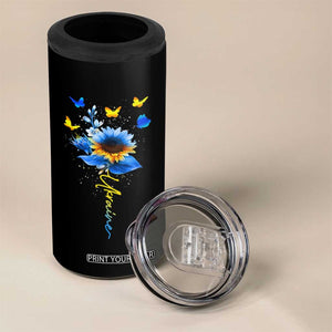 Sunflower Ukraine Flag 4 in 1 Can Cooler Tumbler Ukrainian Butterflies Flowers TS10 Print Your Wear