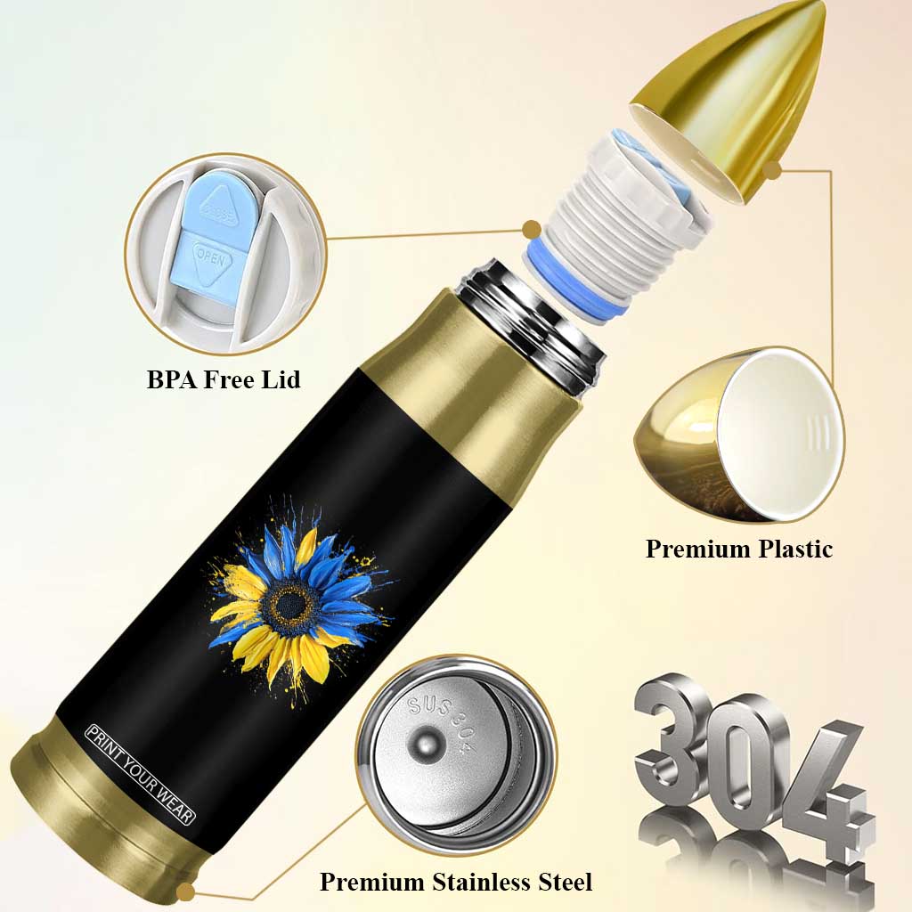 Sunflower Ukraine Flag Bullet Tumbler Patriot Patriotic Ukraine Ukrainian National Flag TS10 Print Your Wear