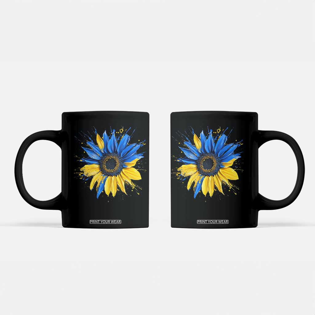 Sunflower Ukraine Flag Coffee Mug Patriot Patriotic Ukraine Ukrainian National Flag TS10 Black Print Your Wear