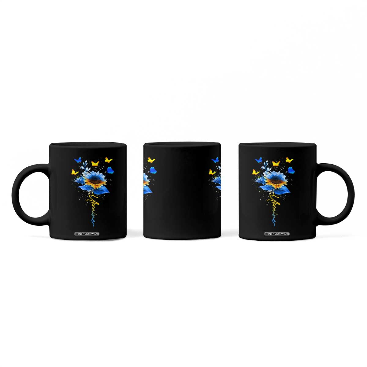 Sunflower Ukraine Flag Coffee Mug Ukrainian Butterflies Flowers TS10 Print Your Wear