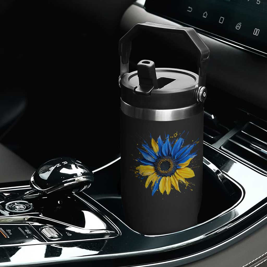 Sunflower Ukraine Flag Flip Straw Tumbler Patriot Patriotic Ukraine Ukrainian National Flag TS10 Print Your Wear
