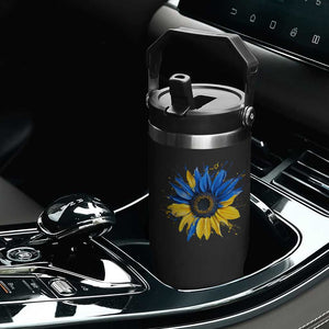 Sunflower Ukraine Flag Flip Straw Tumbler Patriot Patriotic Ukraine Ukrainian National Flag TS10 Print Your Wear