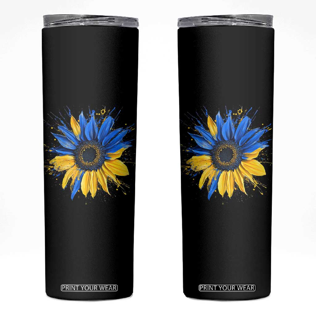 Sunflower Ukraine Flag Skinny Tumbler Patriot Patriotic Ukraine Ukrainian National Flag TS10 Black Print Your Wear