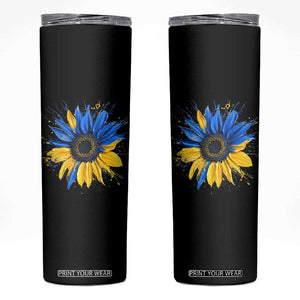 Sunflower Ukraine Flag Skinny Tumbler Patriot Patriotic Ukraine Ukrainian National Flag TS10 Black Print Your Wear