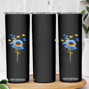 Sunflower Ukraine Flag Skinny Tumbler Ukrainian Butterflies Flowers TS10 Print Your Wear
