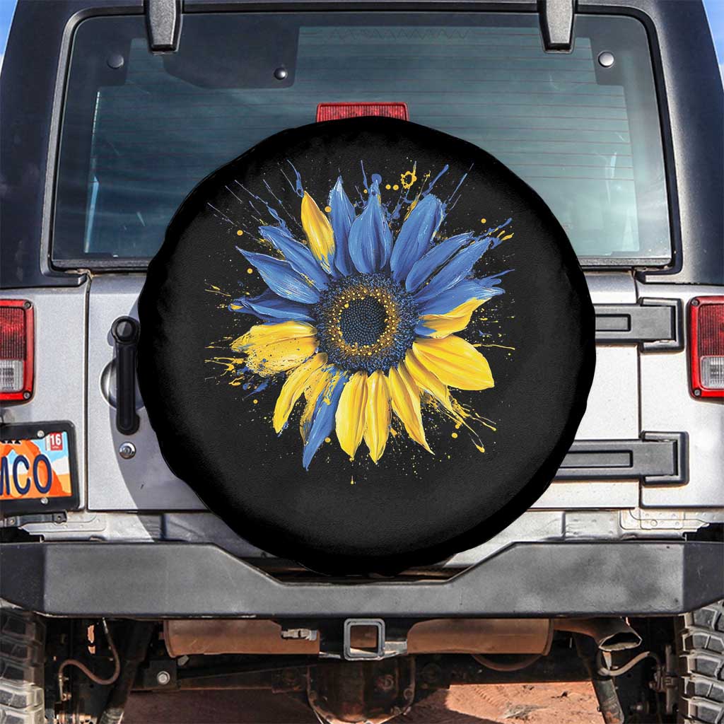 Sunflower Ukraine Flag Spare Tire Cover Patriot Patriotic Ukraine Ukrainian National Flag TS10 No hole Black Print Your Wear