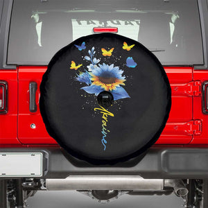 Sunflower Ukraine Flag Spare Tire Cover Ukrainian Butterflies Flowers TS10 Black Print Your Wear