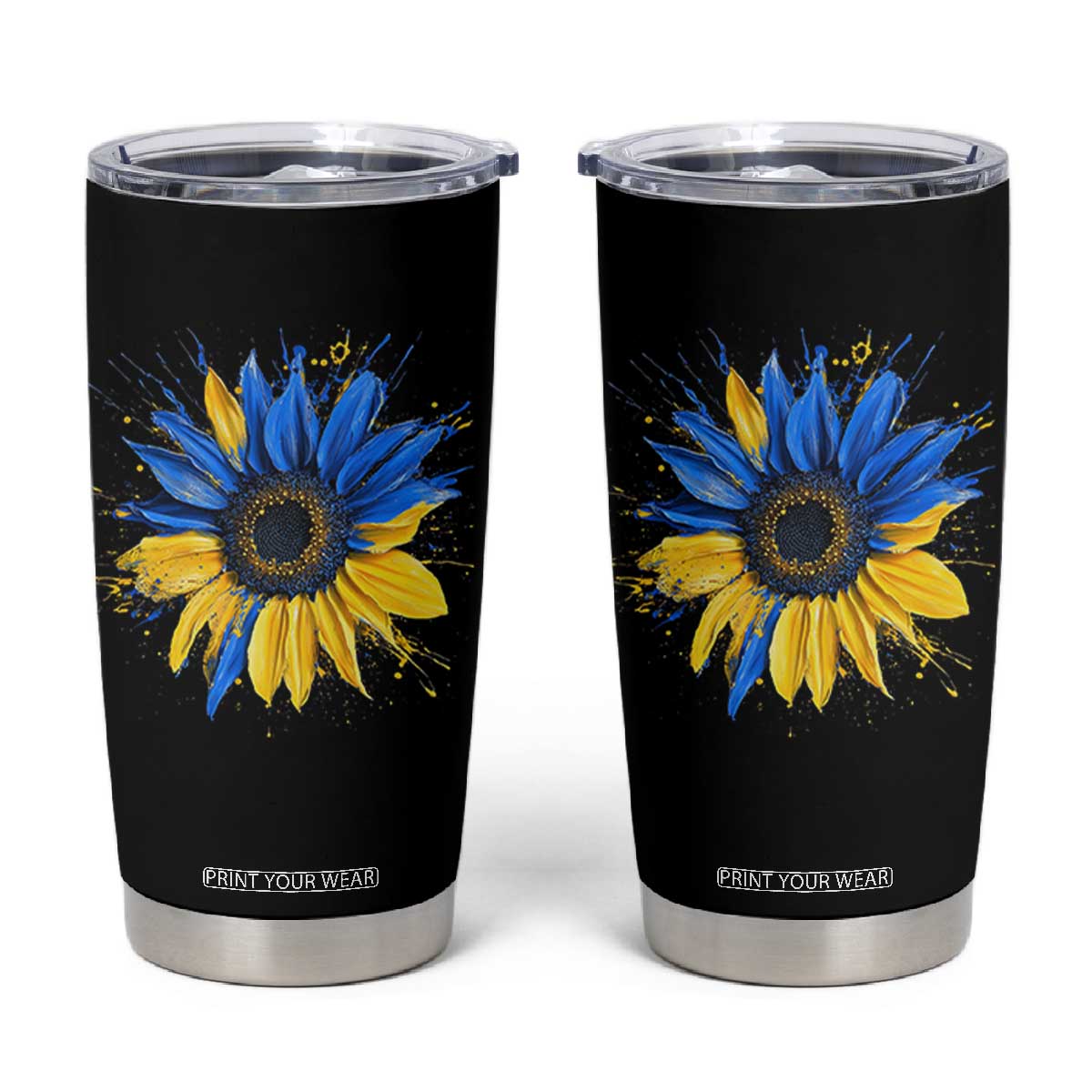 Sunflower Ukraine Flag Tumbler Cup Patriot Patriotic Ukraine Ukrainian National Flag TS10 Black Print Your Wear