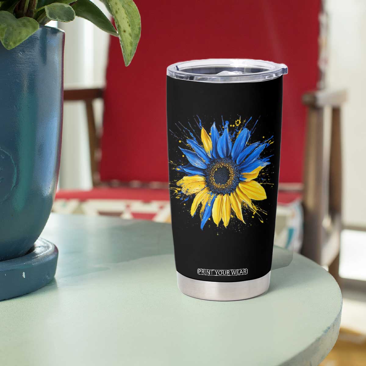 Sunflower Ukraine Flag Tumbler Cup Patriot Patriotic Ukraine Ukrainian National Flag TS10 Print Your Wear