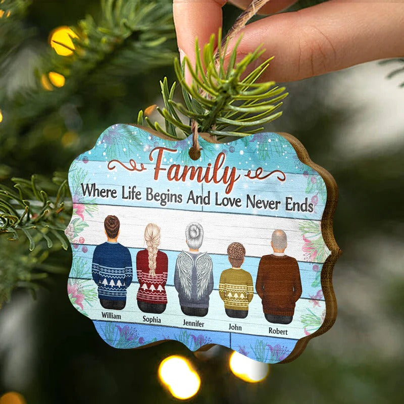 Personalized JP Christmas Ornaments Family Where Begins and Love Never Ends Memorial Gift CTM Custom - Printyourwear