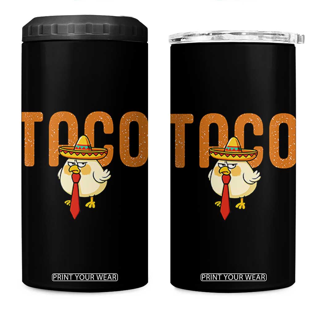 TACO Chicken in Sombrero 4 in 1 Can Cooler Tumbler Funny Mexican Food TS02 One Size: 16 oz Black Print Your Wear