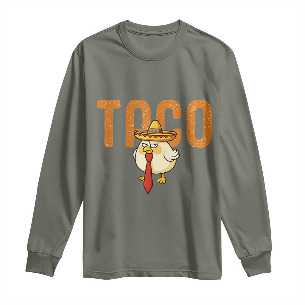 TACO Chicken in Sombrero Long Sleeve Shirt Funny Mexican Food TS02 Military Green Print Your Wear