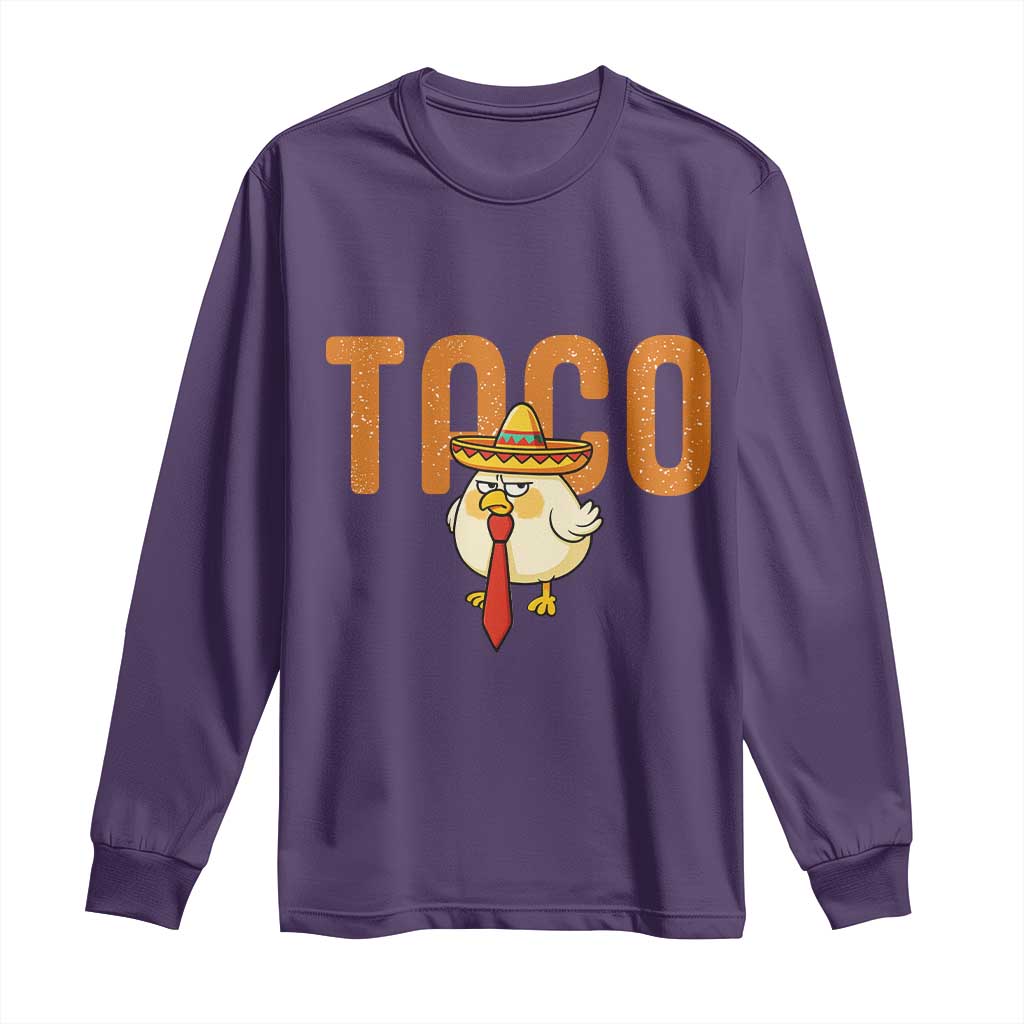 TACO Chicken in Sombrero Long Sleeve Shirt Funny Mexican Food TS02 Purple Print Your Wear