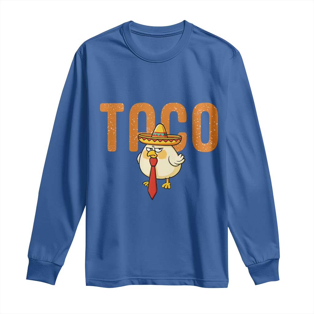 TACO Chicken in Sombrero Long Sleeve Shirt Funny Mexican Food TS02 Royal Blue Print Your Wear