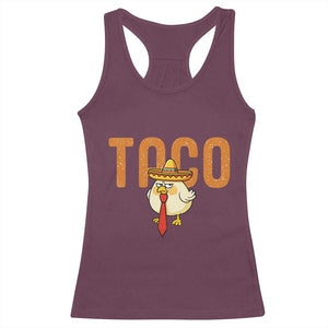 TACO Chicken in Sombrero Racerback Tank Top Funny Mexican Food TS02 Maroon Print Your Wear