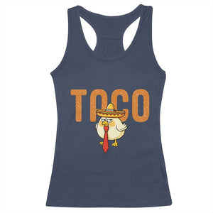 TACO Chicken in Sombrero Racerback Tank Top Funny Mexican Food TS02 Navy Print Your Wear