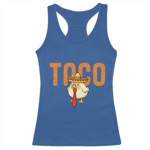 TACO Chicken in Sombrero Racerback Tank Top Funny Mexican Food TS02 Royal Blue Print Your Wear
