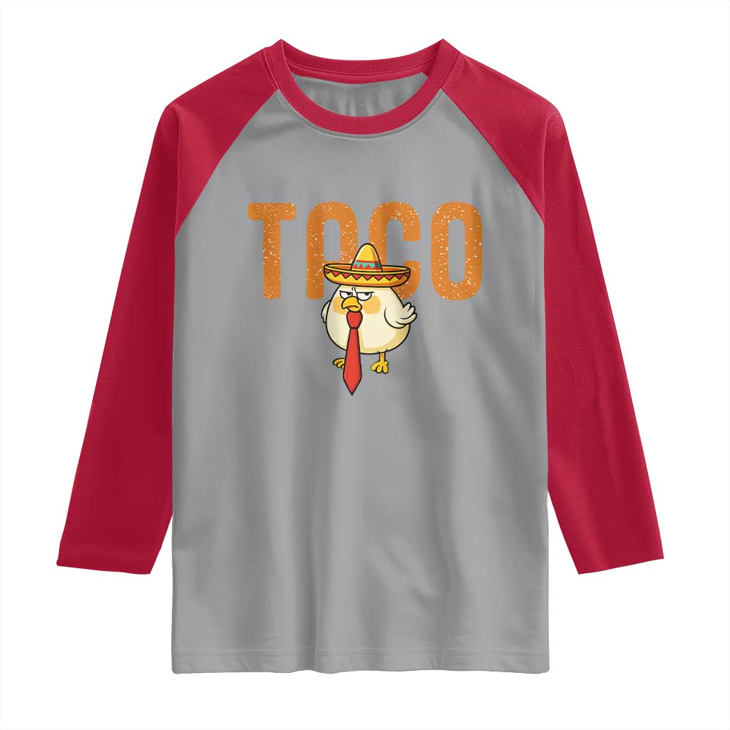 TACO Chicken in Sombrero Raglan Shirt Funny Mexican Food TS02 Sport Gray Red Print Your Wear