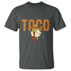 TACO Chicken in Sombrero T Shirt Funny Mexican Food TS02 Dark Heather Print Your Wear