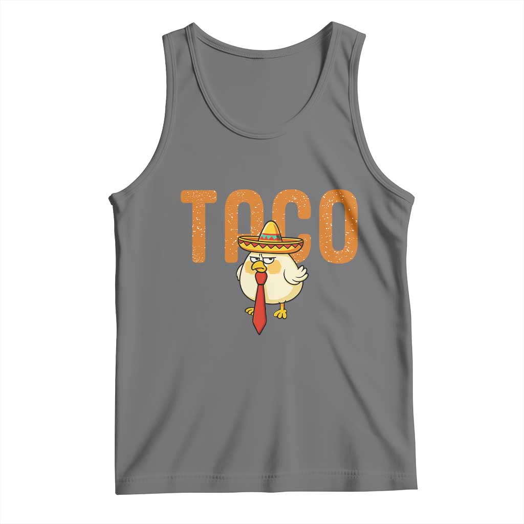TACO Chicken in Sombrero Tank Top Funny Mexican Food TS02 Black Heather Print Your Wear