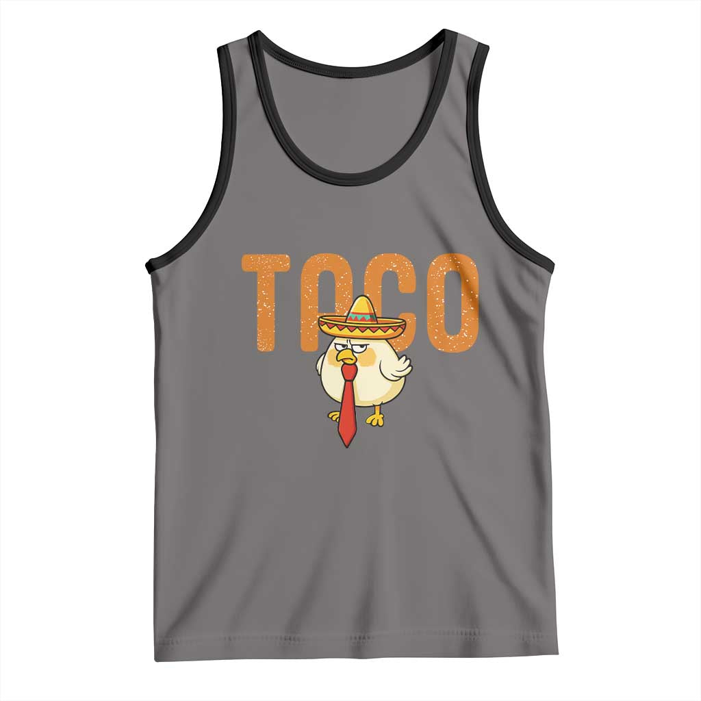TACO Chicken in Sombrero Tank Top Funny Mexican Food TS02 Deep Heather Black Print Your Wear