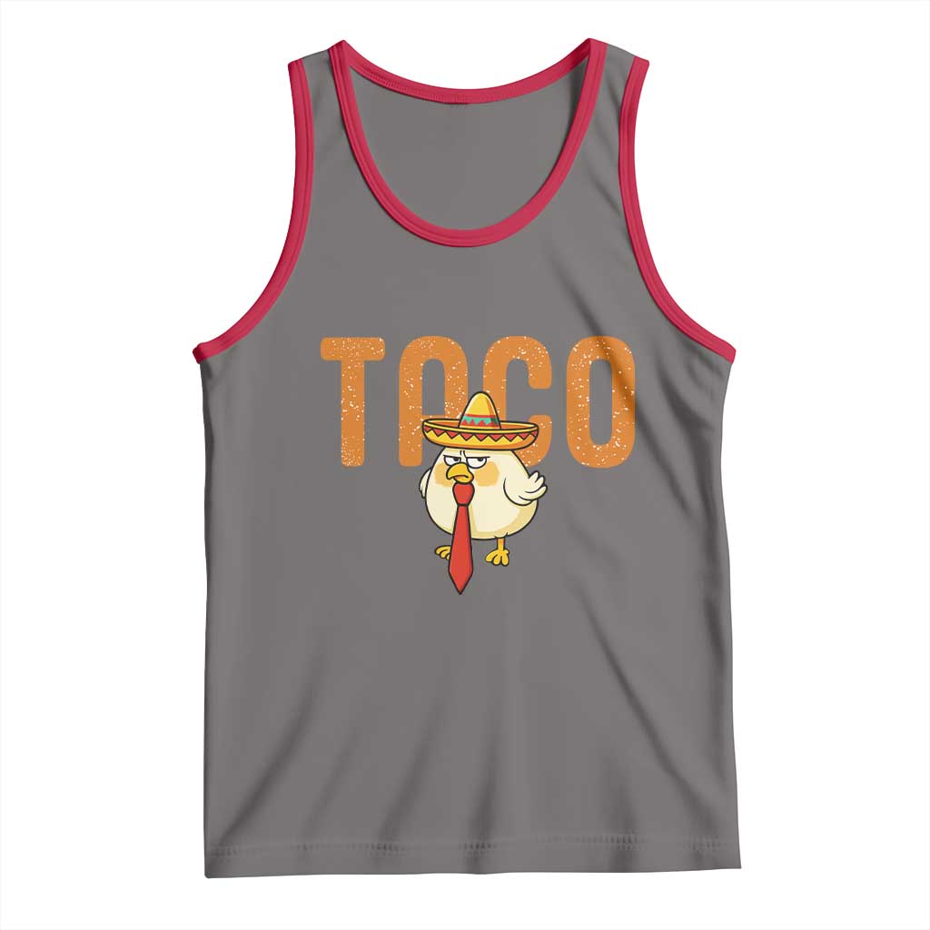 TACO Chicken in Sombrero Tank Top Funny Mexican Food TS02 Deep Heather Red Print Your Wear