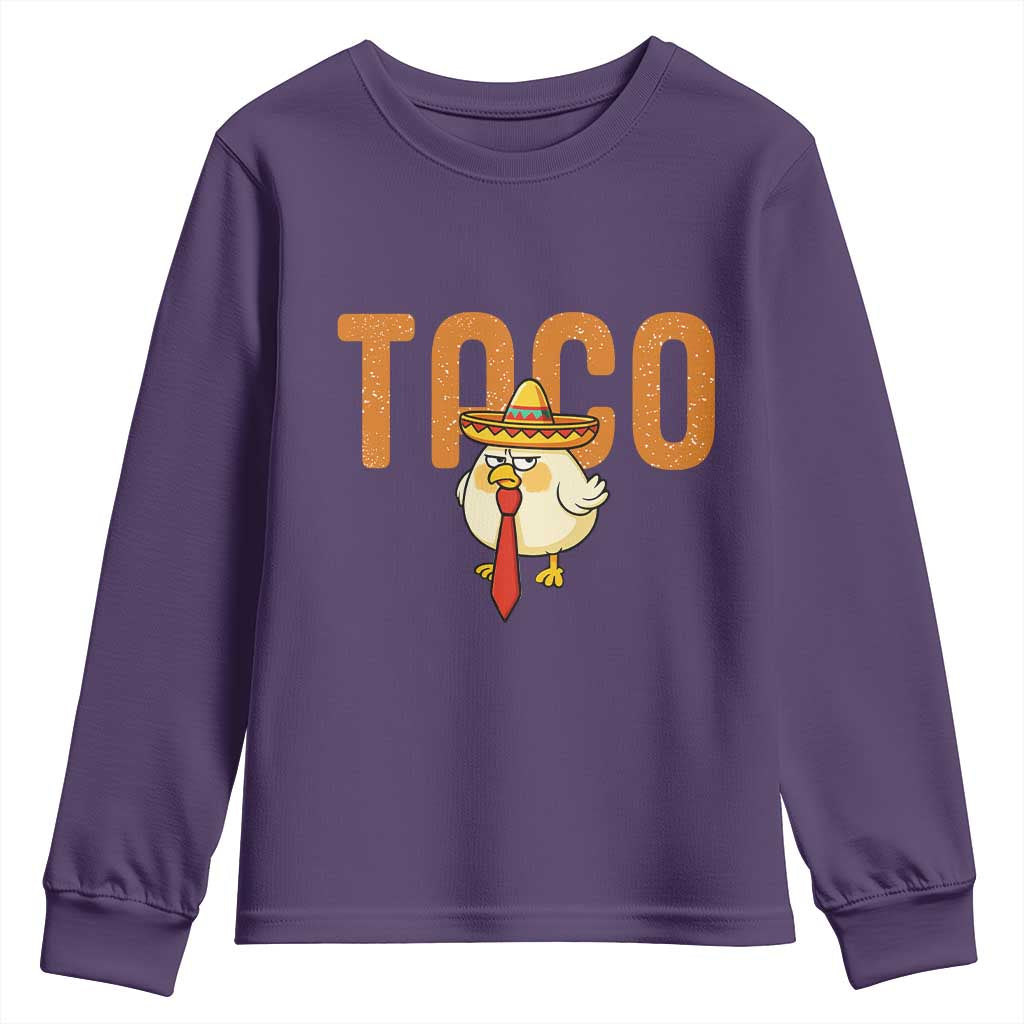 TACO Chicken in Sombrero Youth Sweatshirt Funny Mexican Food TS02 Purple Print Your Wear